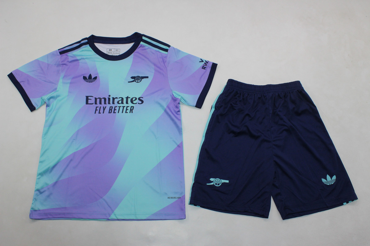 Kids-Arsenal 24/25 Third Green/Purple Soccer Jersey